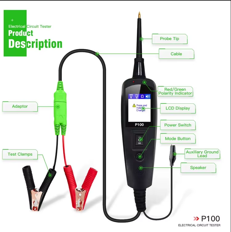 Automotive Circuit Tester - 0-70V Electrical Diagnostic Tool with TFT Display, Short Circuit Detection, 10M Cable for Cars & Trucks