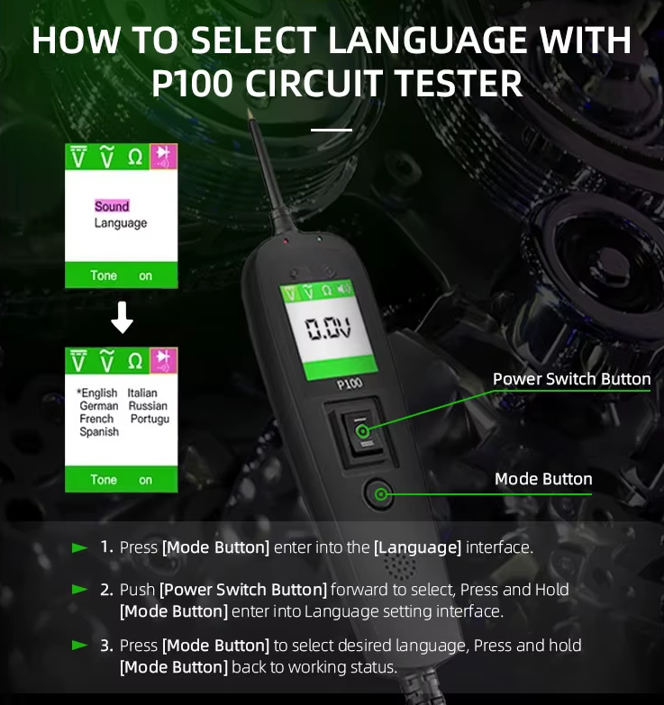Automotive Circuit Tester - 0-70V Electrical Diagnostic Tool with TFT Display, Short Circuit Detection, 10M Cable for Cars & Trucks