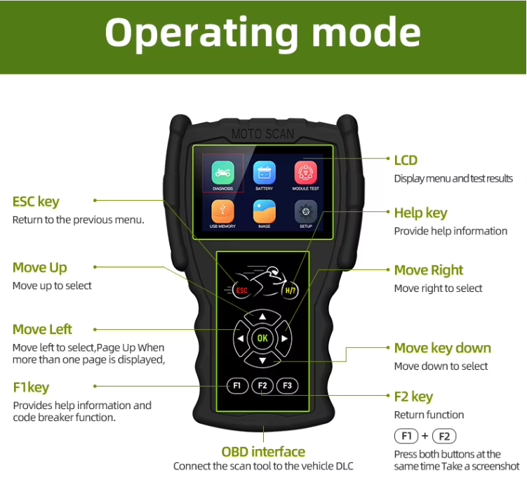 M100 Pro BMW Motorcycle Scanner - OBD2 Diagnostic Tool with Fault Code Reader, ABS Testing, Battery Tester