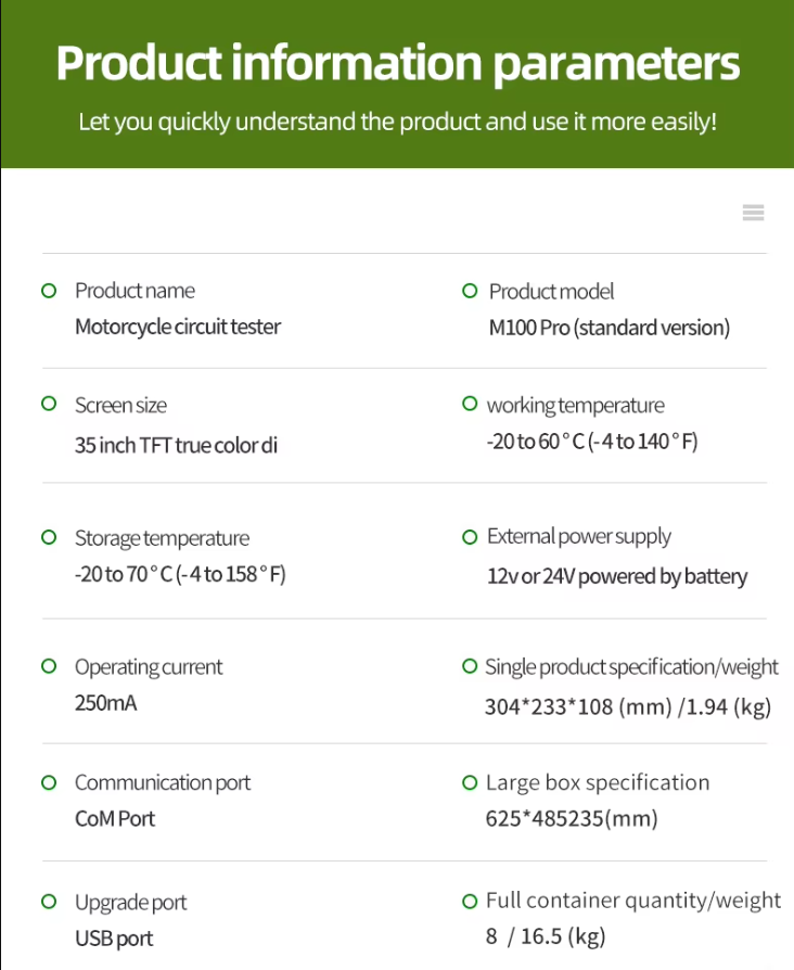 M100 Pro BMW Motorcycle Scanner - OBD2 Diagnostic Tool with Fault Code Reader, ABS Testing, Battery Tester