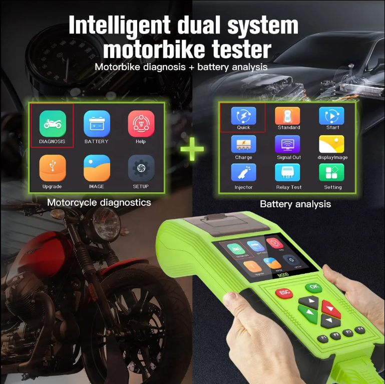 M200 Motorcycle Scanner - Handheld Diagnostic Tool for Honda, Yamaha, BMW with WiFi, Battery Testing, Thermal Printer