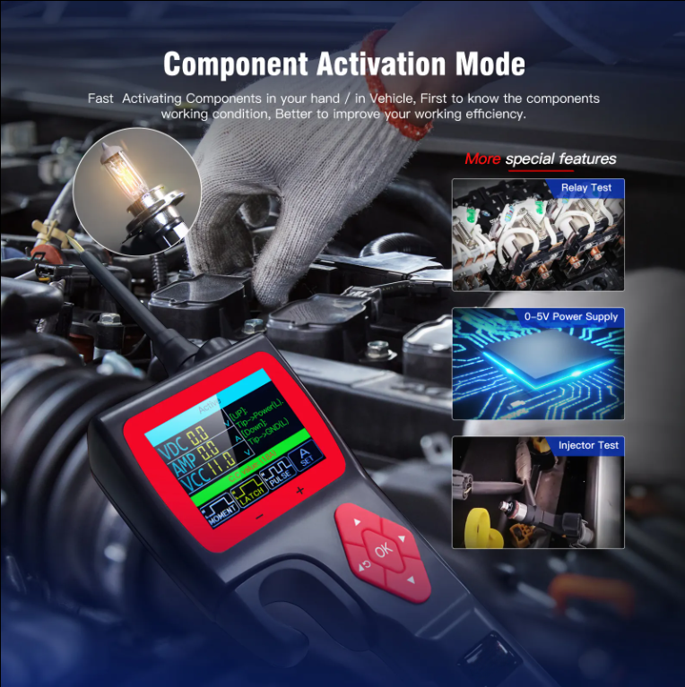 P-Series Automotive Diagnostic Tool - Multifunctional Circuit Tester with Oscilloscope, 0-5V Power, Relay & Injector Testing