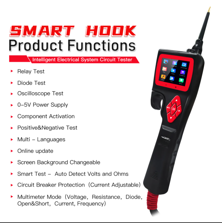 P-Series Automotive Diagnostic Tool - Multifunctional Circuit Tester with Oscilloscope, 0-5V Power, Relay & Injector Testing