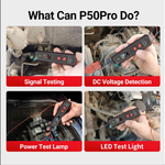 P50 PRO Mini Oscilloscope Automotive Circuit Tester – 0-45V DC/AC Detection with Power Test Lamp & LED Light