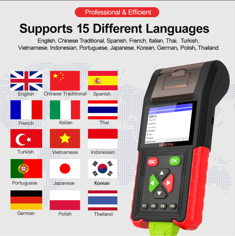 M200 Pro Motorcycle Scanner - Handheld Diagnostic Tool with ECU Remap, Honda Yamaha Compatible, WiFi, Battery Testing