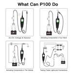 P100 Vehicle Electrical System Circuit Tester | DC/AC Voltage, Resistance, Diode, 10M Cable