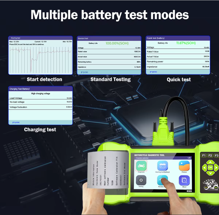 M300 Motorcycle Scanner with Printer - Handheld Diagnostic Tool for BMW, Harley, Ducati, Live Data, Fault Code Reader